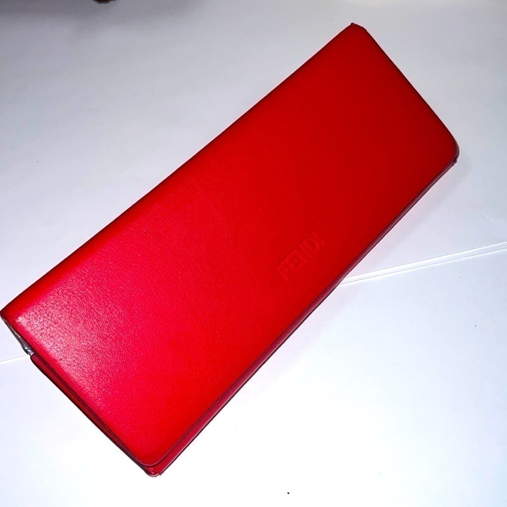 Fendi Red Leather Hardshell Triangle Magnetic Eyeglasses Sunglasses Case